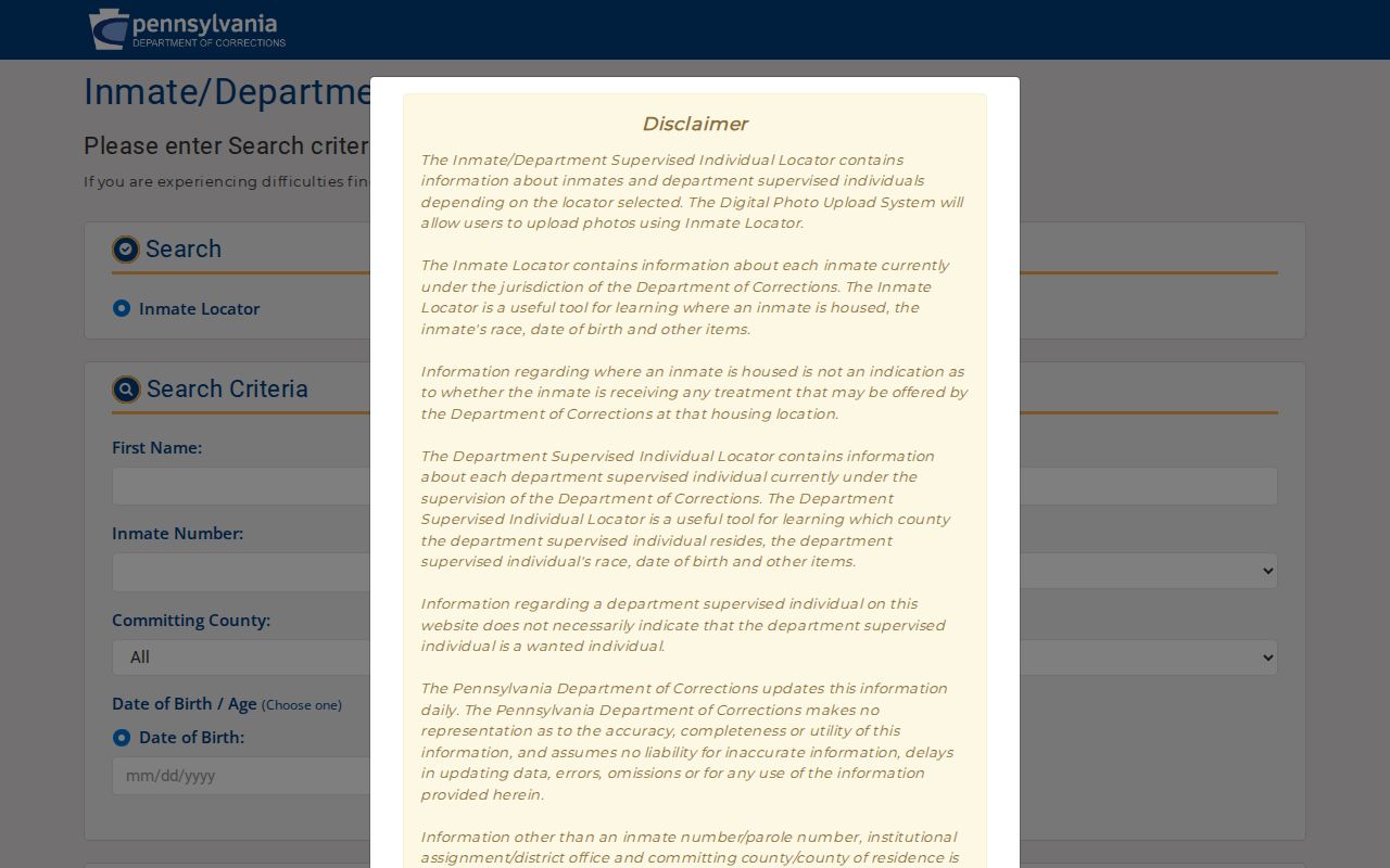 Pike County arrest follow-up through the PA DOC inmate and parolee locator