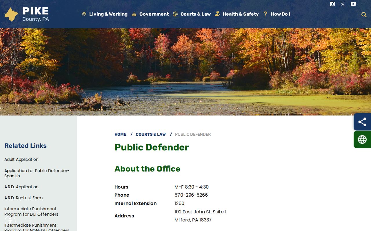 Pike County criminal court Public Defender office information
