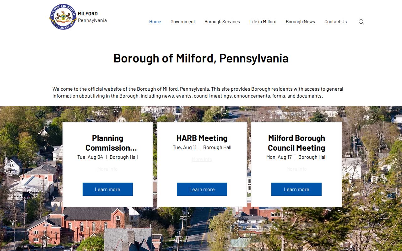 Milford Borough Hall for Pike County criminal records context
