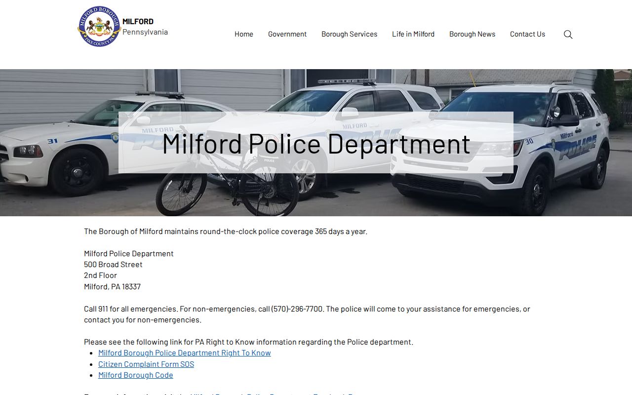 Milford Police information for Pike County criminal records